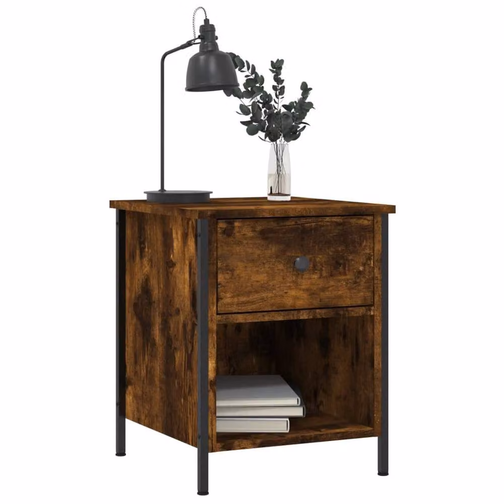 Berkfield Home Set of 2 Bedside Cabinets in Smoked Oak Brown, W/D/H: 40 x 42 x 50 cm – 4