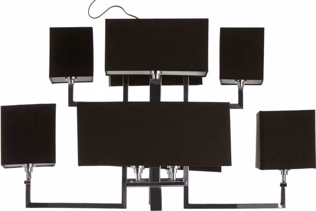 Fifty Five South Orsina 12 Bulb Pendant Light with Black Acrylic Shades and Silver Stainless Steel Finish – 1
