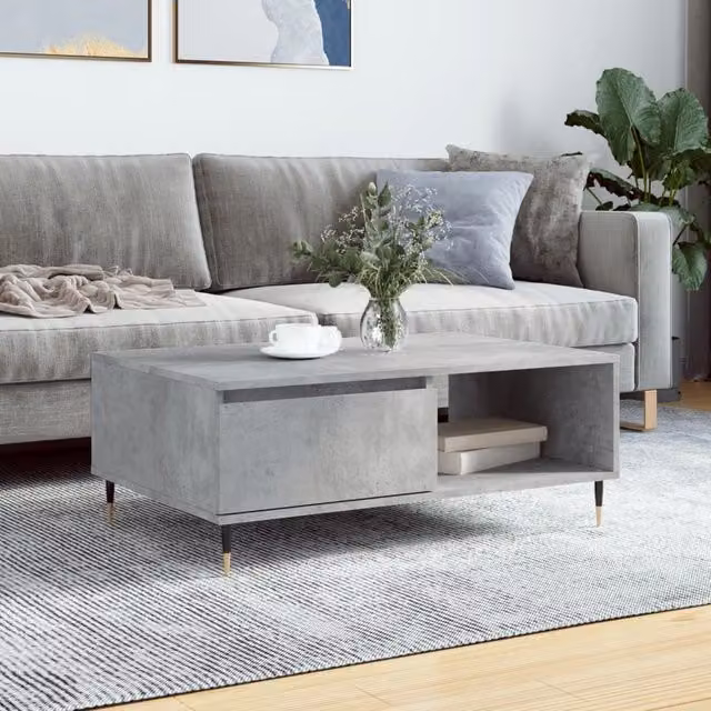 Berkfield Home Concrete Grey Coffee Table W/D/H: 90 x 60 x 35 cm – 1