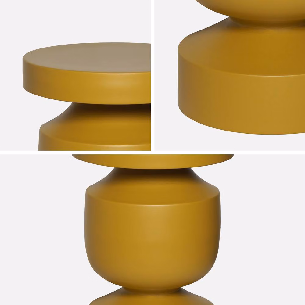 sweeek Metal Side Table in Yellow, Round Geometric Design, W/D/H: 30.5 x 30.5 x 43.5 cm – 2