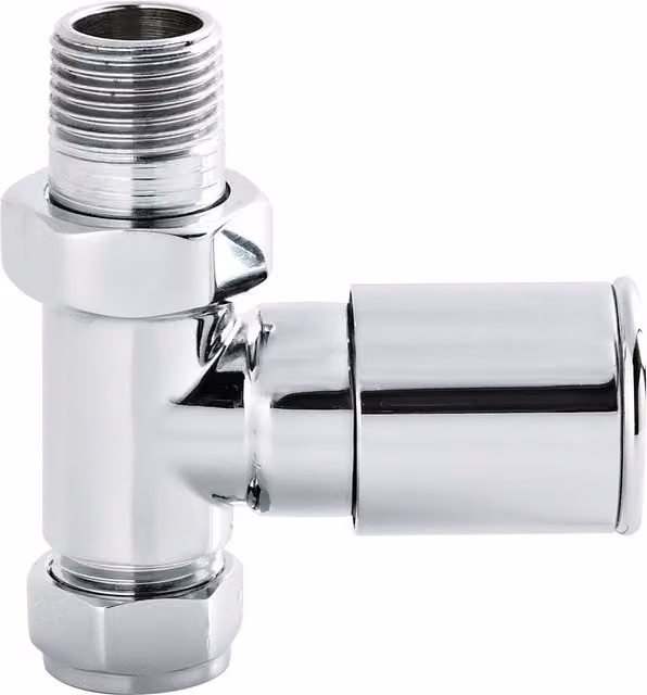 Balterley Straight Round Modern Radiator Valves, Chrome, Sold in Pairs