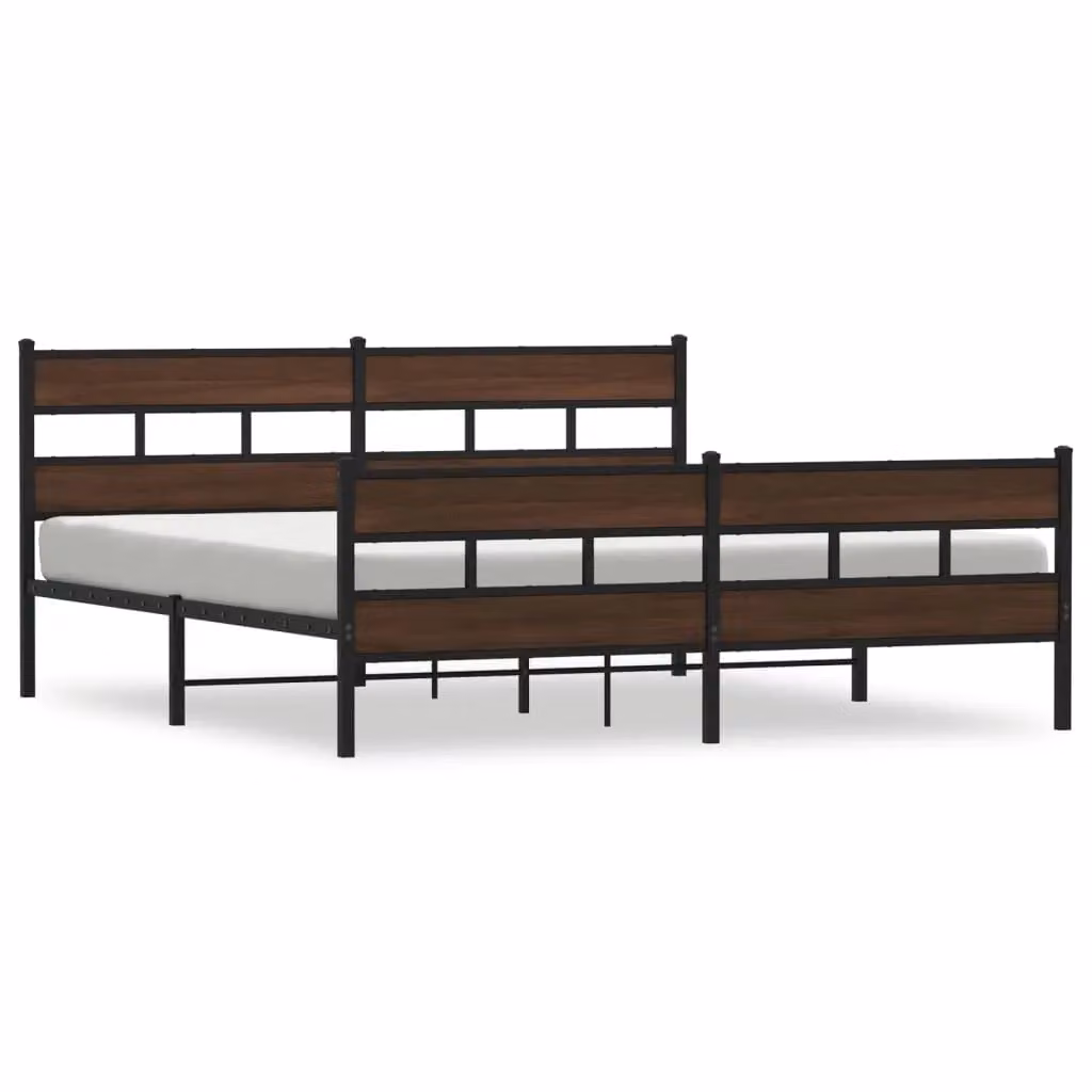 Berkfield Home Metal Bed Frame in Brown Oak, W/D/H: 180 x 200 cm, Super King – 2
