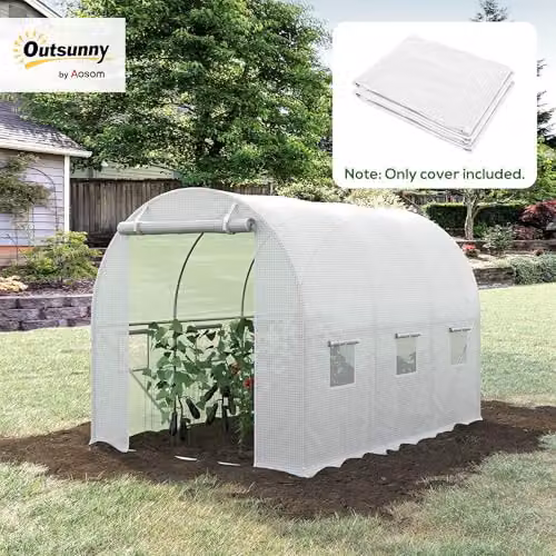 Outsunny White Polytunnel Greenhouse Replacement Cover for Vegetable and Herb Gardens, W: 3 m, D: 2 m, H: 2 m – 2