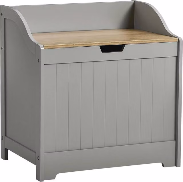 Havendro Grey Wooden Laundry Hamper with Lid