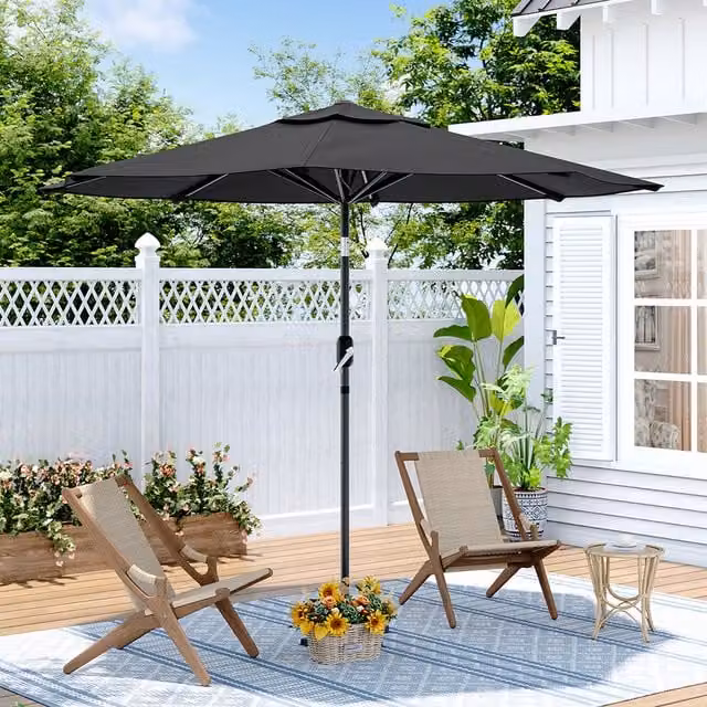 Kidkid 3M Metal Patio Umbrella with Central Pole in Black or Grey