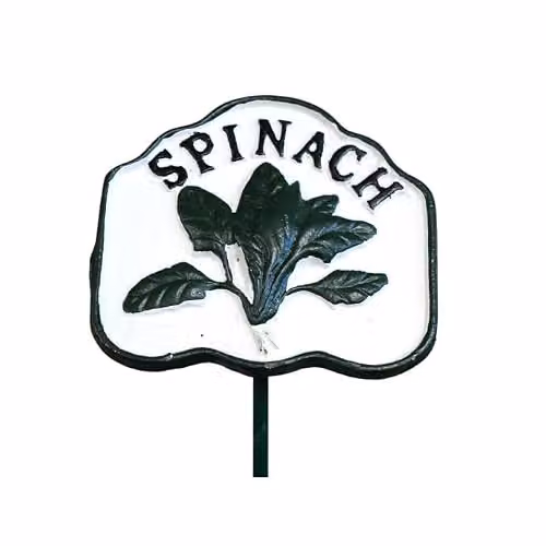 Belvina Metal Spinach Vegetable Marker Green and White Garden Sign – 2