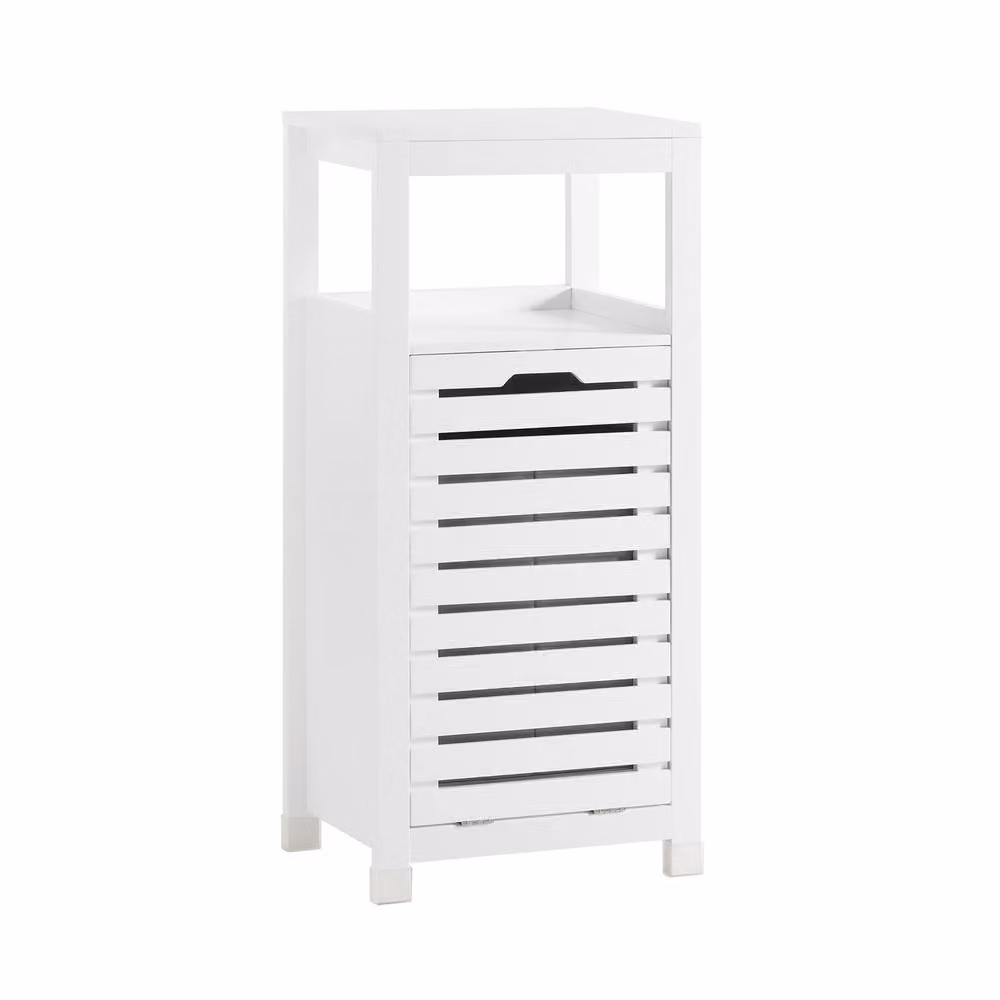 SoBuy Modern White Bathroom Tall Cabinet with Hinged Doors and Internal Shelves – 2