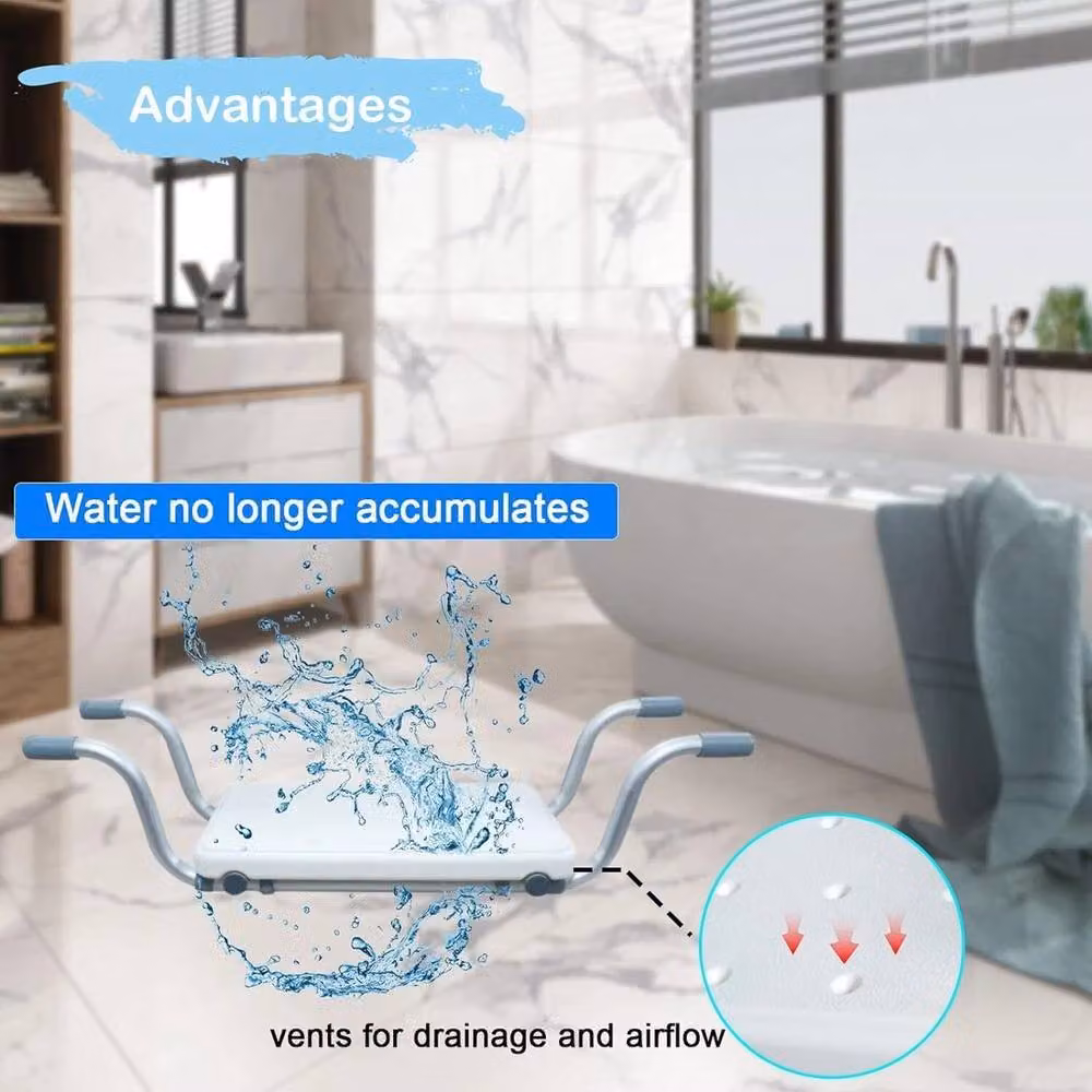 FLAVORA White Telescoping Suspended Bath Seat and Bench Board, Width: 180 cm, Drop: 180 cm – 2
