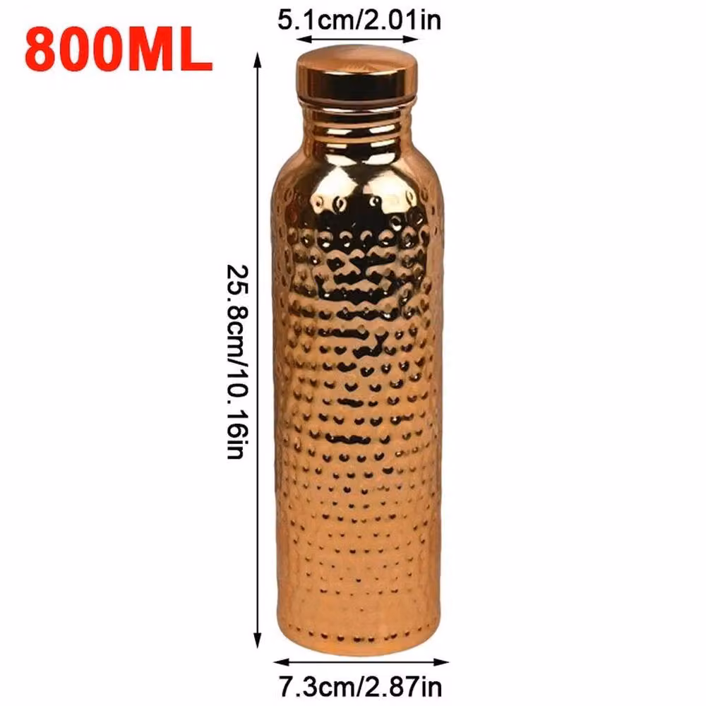 FLAVORA Hammered Copper Plated Leak Proof Water Bottle, 800ml – 2