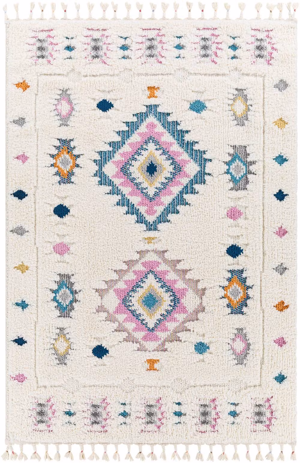 Livabliss Lofty-Shaggy Vintage Boho Plush Soft Pile Rug in Pink, Blue and Multicolour, W: 200 cm, D: 275 cm – 2