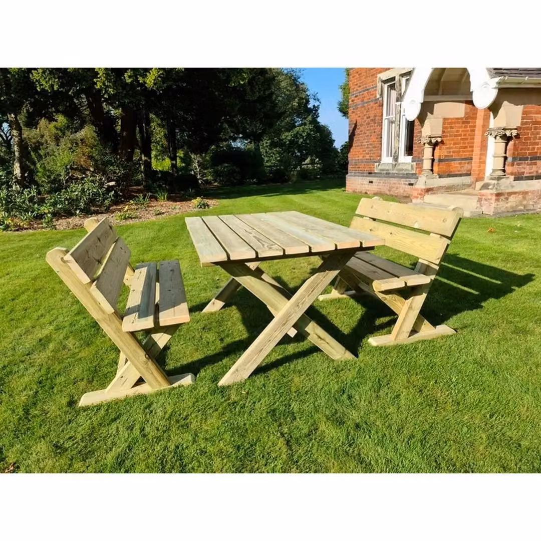 Churnet Valley Garden Furniture Ltd Ashcombe Table Set with Brown Waterproof Cushions, W/D/H: 120 x 93 x 77 cm – 2