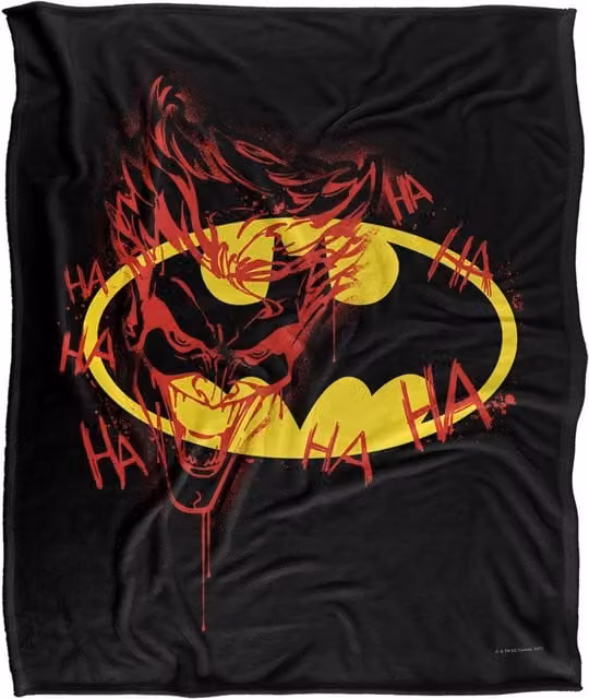 DC Comics Batman Joker Graffiti Blanket in White, W: 152 cm, D: 127 cm – 1
