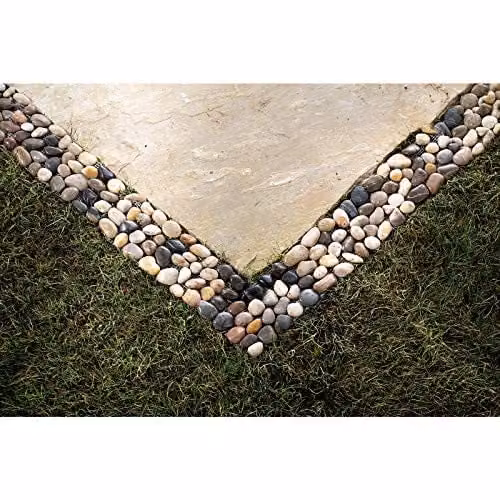 mysmartbuy 4-Pack Natural Stone Pebble Edging Strips in Brown and Multicolour, W/H: 30 x 10 cm each – 6
