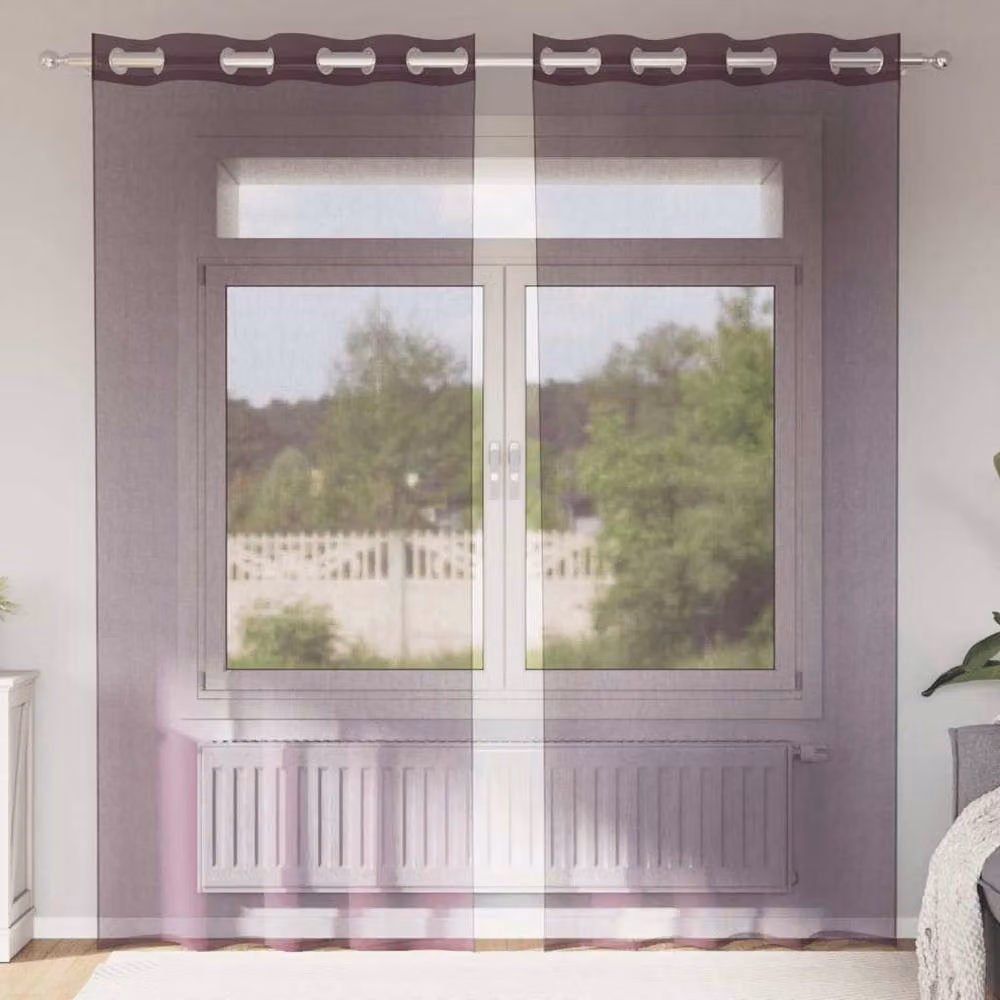 Berkfield Home Purple Voile Fabric Panel Curtains with Eyelets, 2 Pack, W: 140 cm, H: 245 cm – 2