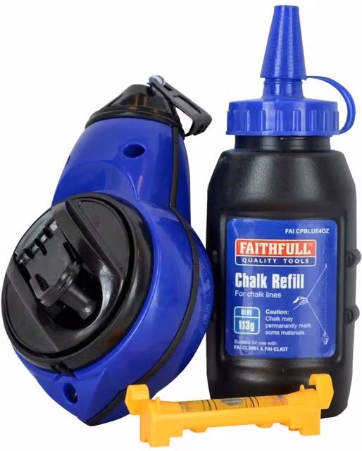 Faithfull Rapid Chalk Line Kit 30m in Multicolour