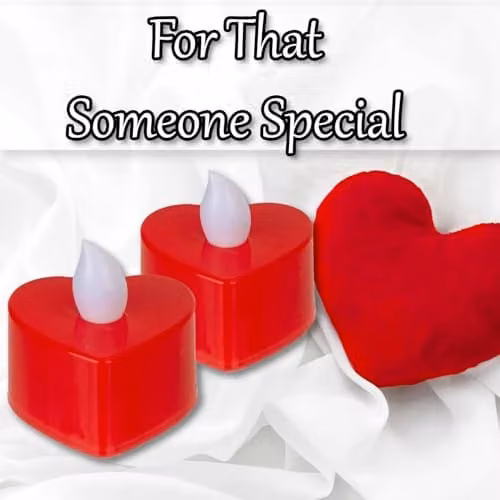 VFM e-Store Heart Shaped Red Tea Light Candles, 2-Pack – 4