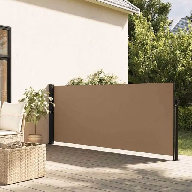 Berkfield Home Retractable Side Awning in Taupe, W/D/H: 300 x 117 x 117 cm