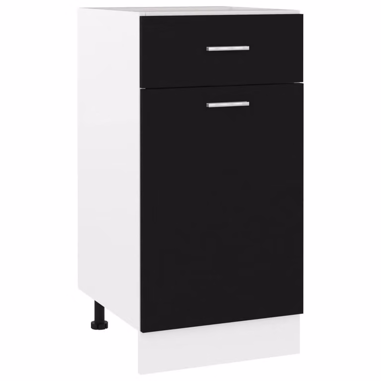 Berkfield Home Black Modern Freestanding Drawer Bottom Cabinet with Castors, W/D/H: 40 x 46 x 81.5 cm