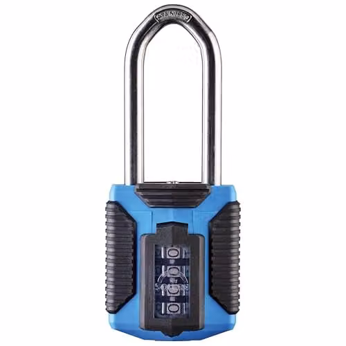 Squire CP50 Heavy Duty 4 Wheel Combination Padlock with All Terrain Marine Long Steel Shackle in Blue – 1