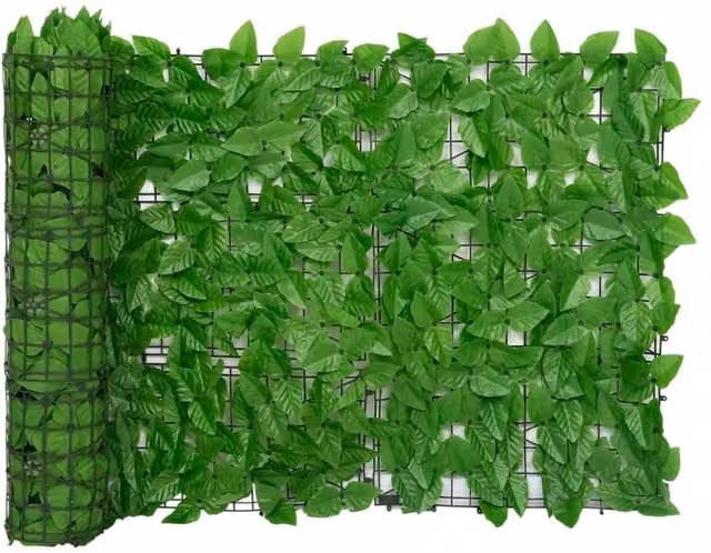 Berkfield Home Semi-Transparent Balcony Screen with Green Leaves, W: 500 cm, H: 75 cm