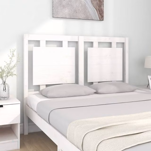 Berkfield Home Beautiful Bed Headboard in White Solid Pine Wood, W: 125.5 cm, D: 4 cm, H: 100 cm