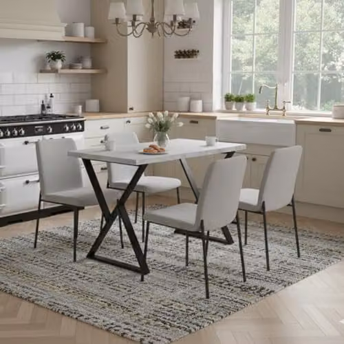 Shefa Line Chicago Industrial Desk and Dining Table, Concrete Grey Effect Top with Black Steel X Legs, W: 120 cm, H: 72 cm, D: 60 cm – 2