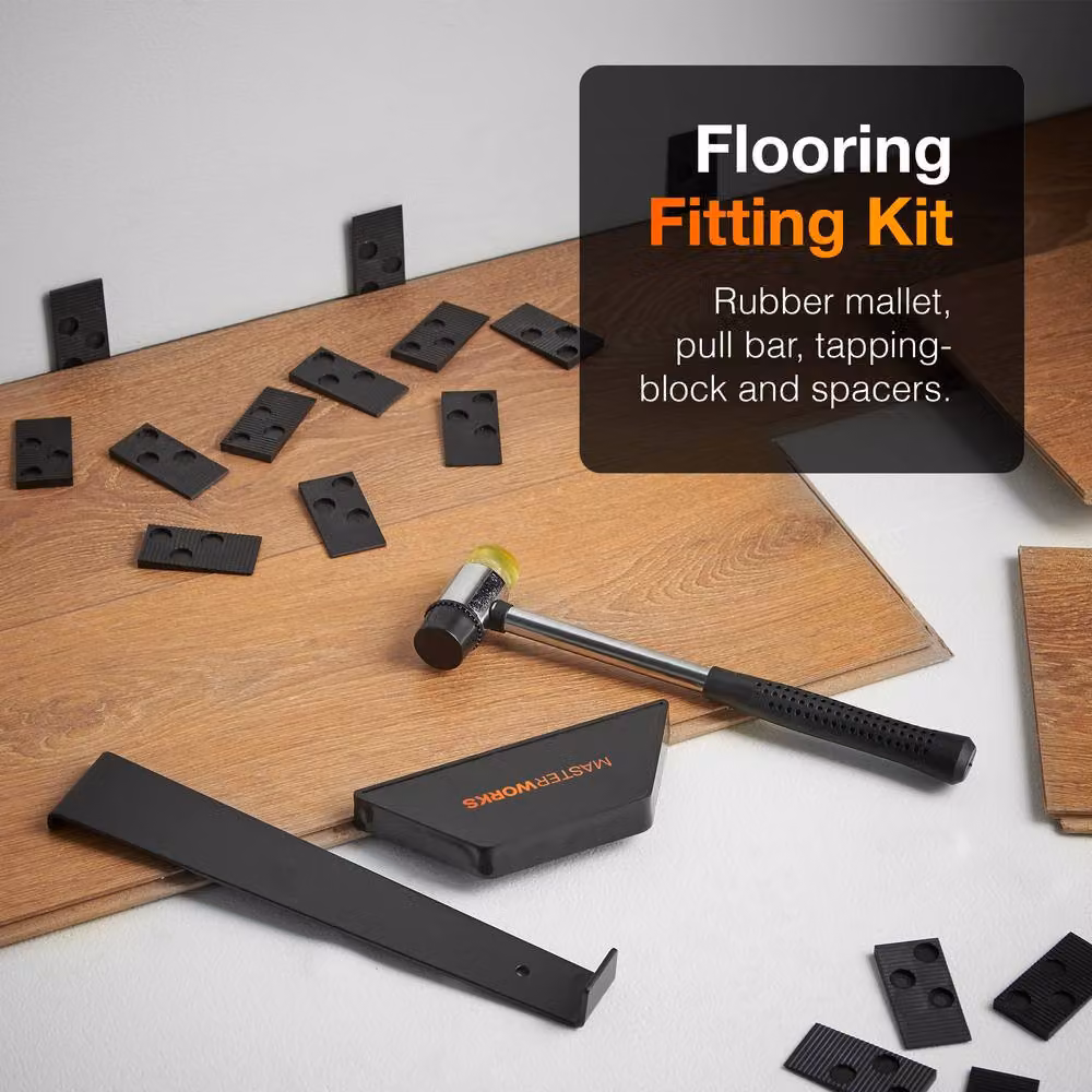 MasterWorx Laminate Flooring Tool Kit with Pull Bar, Tapping Block and Spacer Wedges in Black – 2