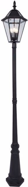 CGC Lighting London Extra Tall Victorian Style LED Solar Post Light, Black