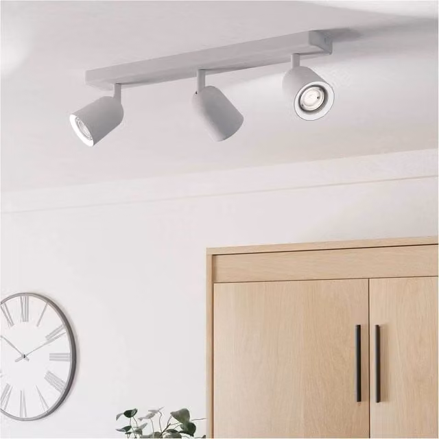Loops Modern White Triple LED Ceiling Spotlight with Adjustable GU10 Bulbs