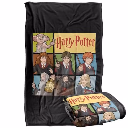 Warner Bros. Harry Potter Heroes of Hogwarts Super Soft Silky Touch Fleece Throw Blanket, Multicolour, W: 91.44 cm x L: 147 cm