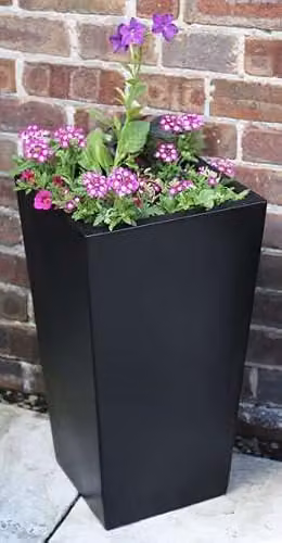 Primrose Tall Flared Square Fibreglass Planter, Black, H 90 cm x W 43 cm – 2