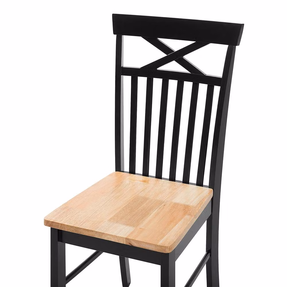 Wyld and Coco Set of 2 Ergonomic Scandinavian Rubberwood Dining Chairs in Black and Light Wood – 4