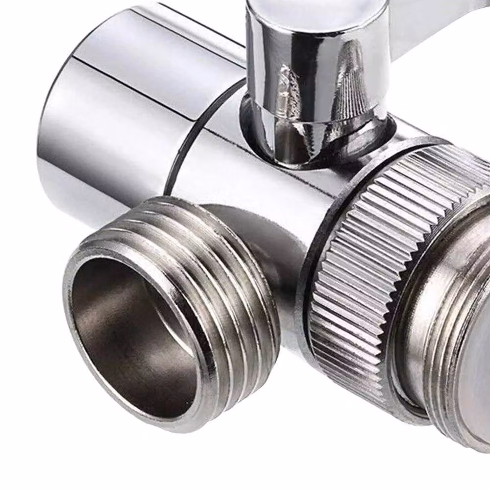 PAWNORA 2 in 1 Brass Bidet Shower Head Diverter T Valve Adapter in Silver – 3