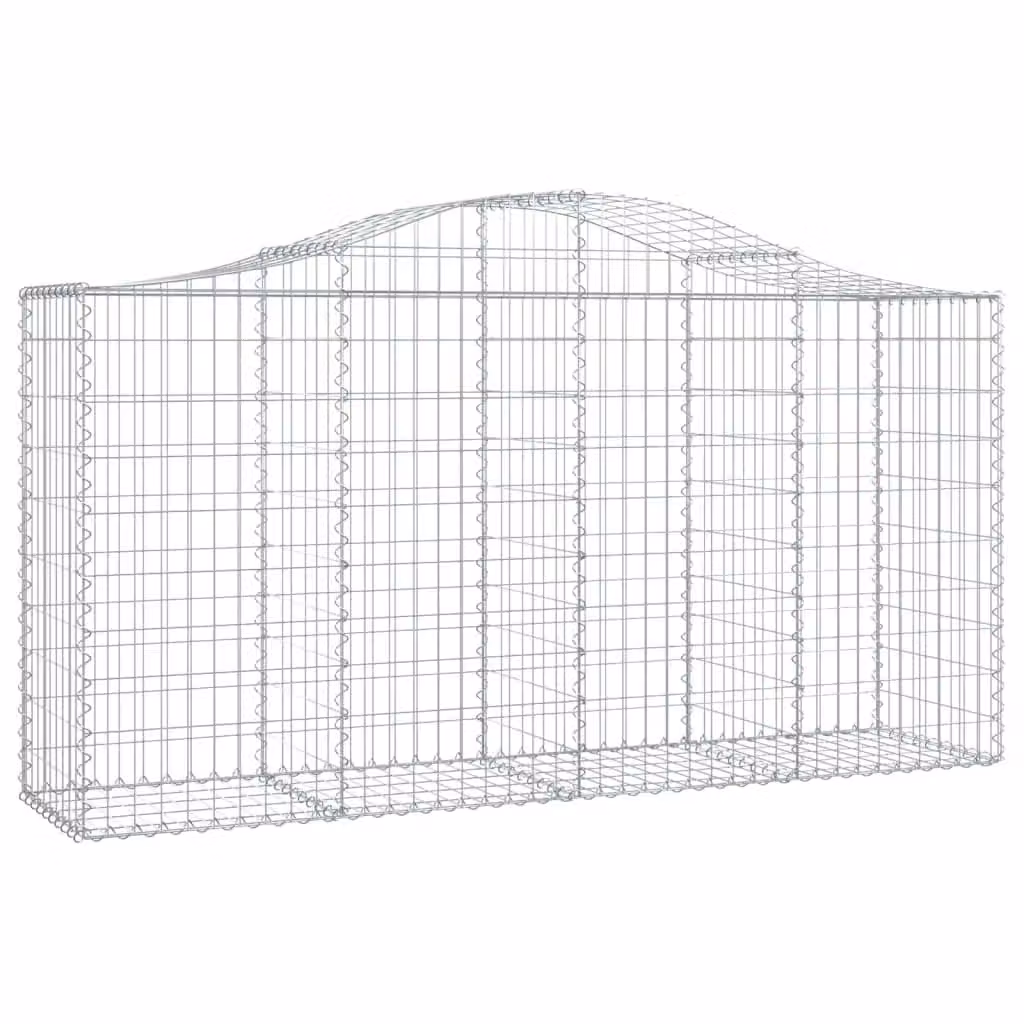 Berkfield Home Arched Gabion Basket in Silver Galvanised Steel, W: 200 cm, D: 50 cm, H: 100-120 cm – 2