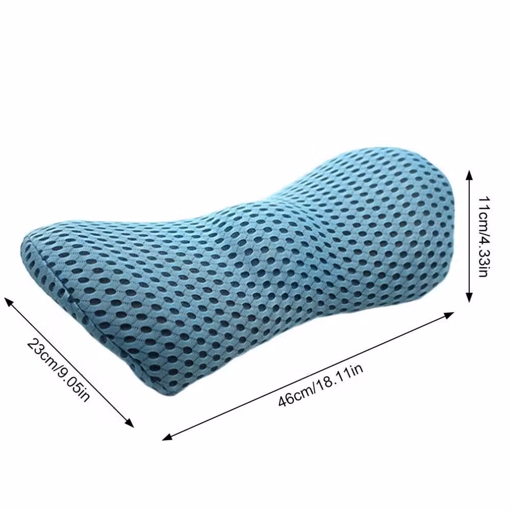 SPETLEK Blue Memory Foam Lumbar Support Pillow with Contoured Breathable Mesh and Removable Cover for Lower Back Pain Relief – 2