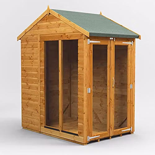 Powersheds Premium Apex Wooden Summer House Shed in Brown with PVC Windows and Security Features – 1