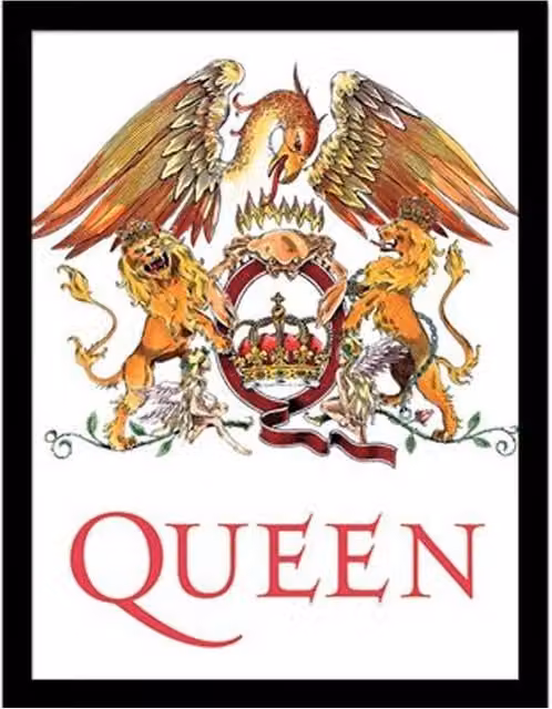 Queen Crest Typography Graphic Paper Poster in White – 1
