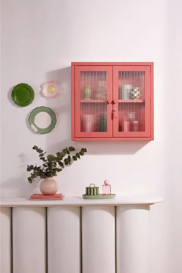 Mustard Made The Kit Wall Mounted Retro Cabinet in Pink with Glass Doors and Internal Shelves, W/D/H: 60 x 18 x 57 cm – 3