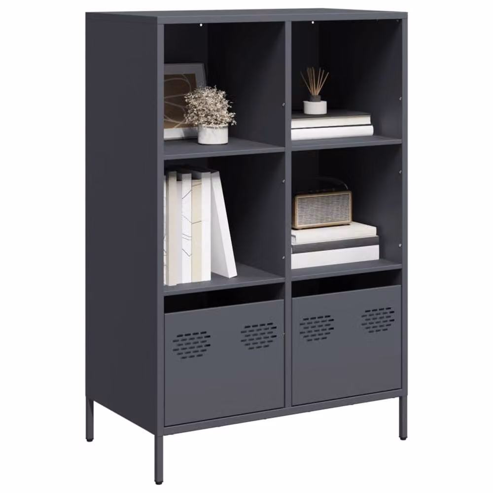 Berkfield Home Anthracite Highboard in Dark Grey Metal, W/D/H: 68 x 39 x 103.5 cm – 2
