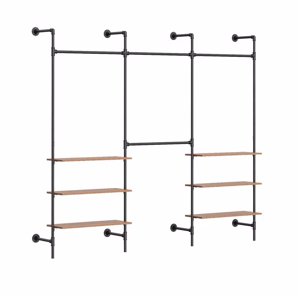 SoBuy Industrial Wall-Mounted Metal Coat Rack in Black, W: 120 cm – 2