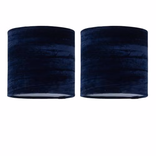 First Choice Lighting Set of 2 Blue Fabric Round Table Lamp Shades, Diameter: 15.5 cm – 3