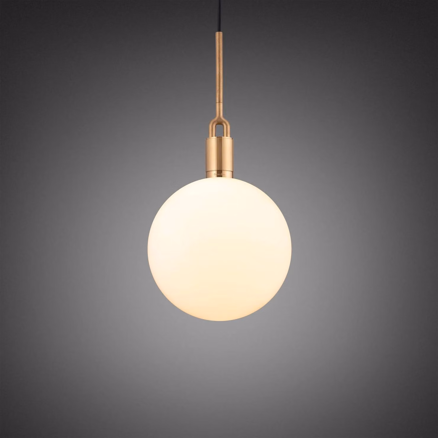 Buster + Punch Forked Pendant Light with White Opal Glass Sphere in Black or Gold/Brass Finish
