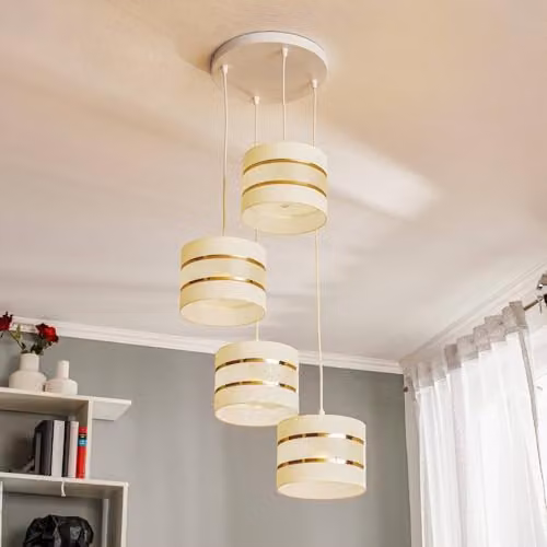 Netlighting Helam Helen Cluster Pendant Ceiling Light in White and Gold/Brass, Diameter: 35 cm – 2