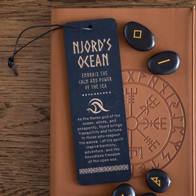 KDMK Wooden Viking Bookmark with Wave Design in Blue and Black