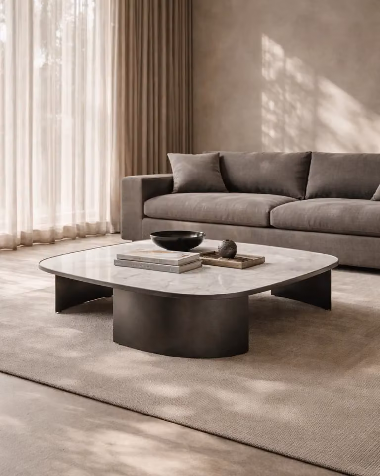 Tommy Franks Remy Coffee Table in White and Black Marble