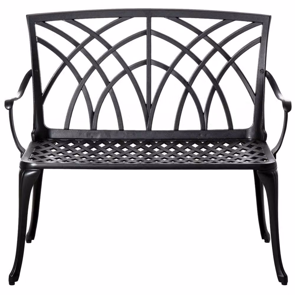 FORGEVIO 2-Seater Cast Aluminium Garden Bench Loveseat in Matt Black – 5