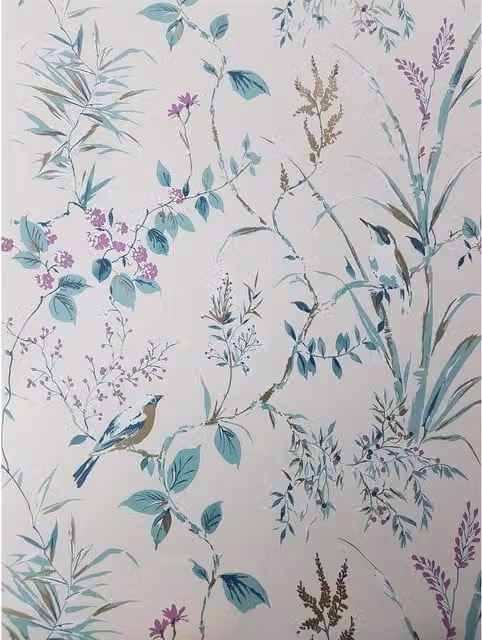 Crown Floral Botanical Wallpaper in Blue, Purple and Multicolour