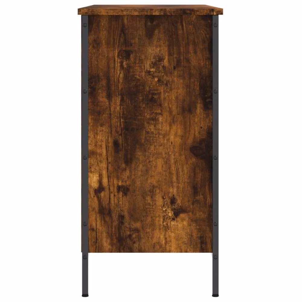 Berkfield Home Smoked Oak Shoe Cabinet in Brown, W/D/H: 100 x 35 x 70 cm – 4