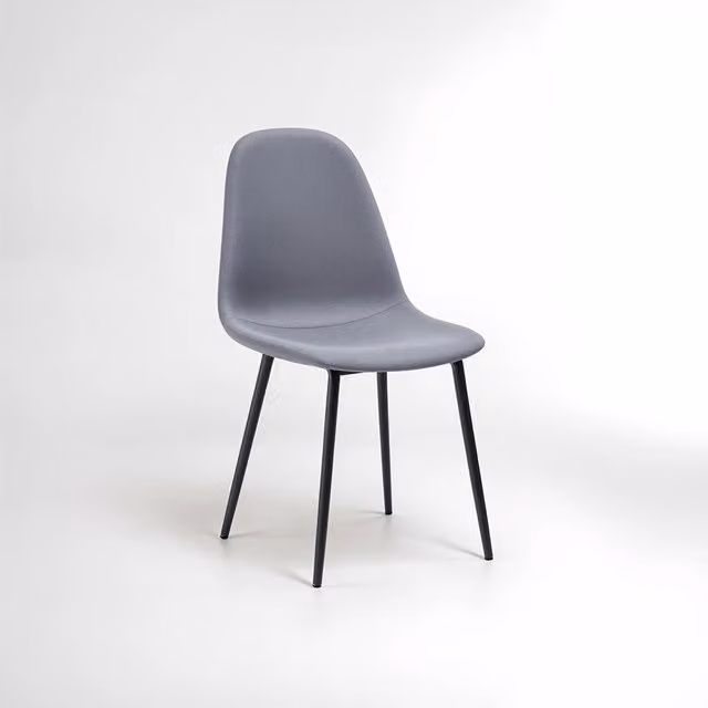 Orsina Salford Grey Fabric Dining Chair with Black Legs – 1