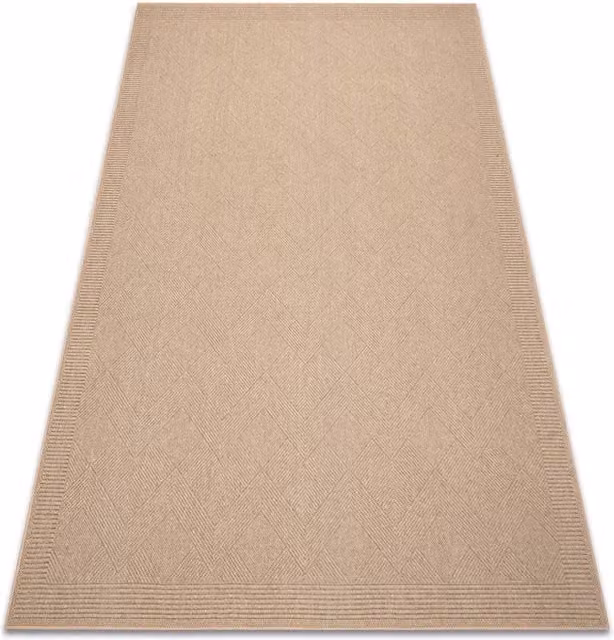 RugsX Villa Beige Wool Flat Weave Rectangular Rug, W: 80 cm, L: 150 cm